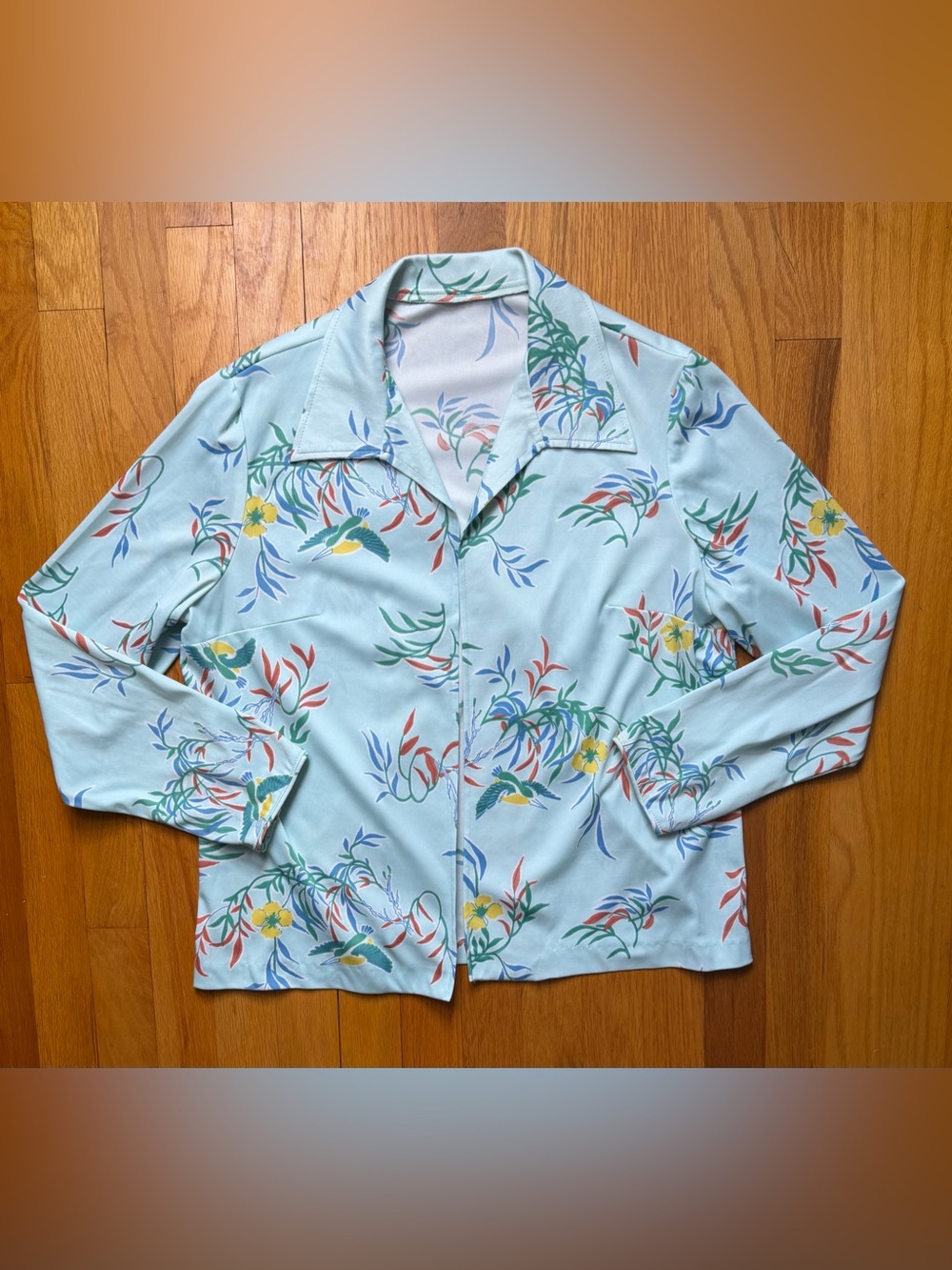 Light Blue Floral Button-Front Jacket